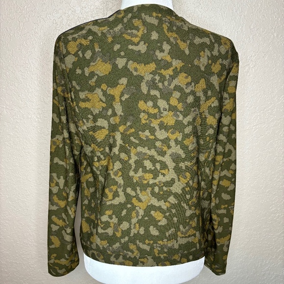 Lysse Green Camouflage Print Open Front Moto Jacket Women's Size Medium … - Picture 5 of 12